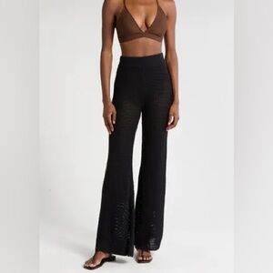 Elan Open Knit Cover-Up Pants in Black Size Small